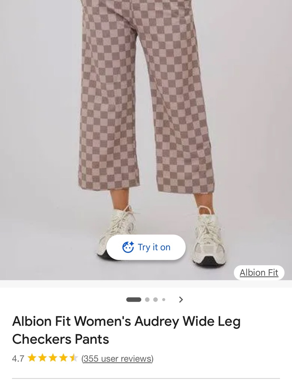 Albion Taupe & Cream Wide-Leg Checker Pants